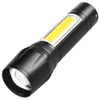 Torcia LED tutta in alluminio potente ricaricabile USB illuminazione a lungo raggio per esterni illuminazione di emergenza mini luce da lavoro laterale 405118