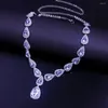 Choker INS Geometric Water Drop Crystal Necklace Stone Jewelry for Women Statement Oval Pendant Rhinestone Chain