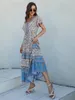 Party Dresses AYUALIN Summer Robe Rayon Cotton Floral Printed Long For Women Vestidos 2024 Vintage Casual Boho Beach Ladies