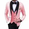 Mode garnitury moda najnowsze projekty płaszcza Pink Men Suit Slim Fit Groom Tuxedo 3 -częściowy