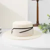 Berets 2024 Foldable Sun Hat Fashion Street S Top Women Outdoor Travel Flat Edge Block Straw