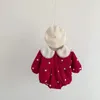 8090 Koreaanse Babykleertjes Winter Baby Meisjeskleding Plus Fluwelen Prinses Klimkleding 240327