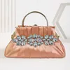 Hip Shoulder Bags New Designer Handbags Tote Bag For Girls High Grade Studded Diamond Handbag Party Pleated Dinner 240311