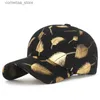 Ball Caps Fashion Cool Dames Heren Paardenstaart Baseball Caps Vrouwelijke Mannelijke Sport Vizieren Veer gouden Print Zonnehoed Hoed Voor Dames MenY240315