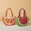 2023 Ny fruktpåse Orange Watermelon Straw Woven Bag One Shoulder Cross Shoulder Children's Bag Handheld Women's Bag Cute Beach Bag Tide 240315