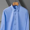 Мужская рубашка с длинным рукавом из бамбукового волокна, весна-лето, высококачественное деловое повседневное платье без глажки, однотонная облегающая рубашка 240301