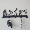 Rails Symphony Orchestra Nyckelhållare Black Cat Key Coat Hanging Metal Hook Creative Cabinet Door Wall Decoration