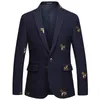 S-6XL Boutique Mode Stickerei Herren Casual Business Blazer Männlich Schlank Anzug Jacke Marineblau Hochzeit Bankett Mantel Männlich 240311