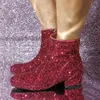 Ботинки до щиколотки, красные короткие ботинки, женские туфли со звездным светом, дизайн с боковой молнией и резиновой подошвой для девочек, Femme Hiver, 2024