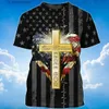 Men's T-Shirts Jesus Graphic Mens T-shirt Top 3D Print Shirt For Men O Neck Oversized Sweatshirt Summer Casual Short Slve Ts Cheap Clothes Y240315