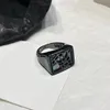 Designer Ring For Women Luxury Silver Plated Gun Black Ring Charm Gift Classic Brand Love Jewelry Spring Fashion Style Size 7.5