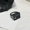 Bague de créateur pour femmes, de luxe, plaqué argent, pistolet noir, cadeau de charme, marque classique, bijoux d'amour, mode printemps, taille 7.5