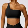 Yoga-outfit Dames Sportbeha met één schouder Push-up Gym Crop Top Beha Fitness Mooie rug Sneldrogende hardloopbeha's