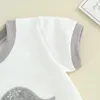 Giyim Setleri Doğdu Bebek Bebek Yaz Giysileri Kısa Kol Yuvarlak Boyun Dinozor Nakış T-Shirt Üstler Cep Şortları 2 PCS Toddler Kıyafet