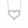 Designer tiffay and cos Same Full Diamond Heart Necklace s925 Sterling Silver Hollow Pendant Simple Generous Non Allergic Collar Chain