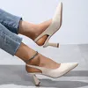 Cienkie obcasowe sandały Baotou dla kobiet wszechstronne białe spiczaste tylne puste puste buty dla kobiet Mary Jane S 240401