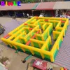 wholesale Grand prix 10x10x2mH (33x33x6.5ft) avec labyrinthe gonflable de ventilateur, parcours d'obstacles carré, jeu de labyrinthe extérieur pour enfants et adultes