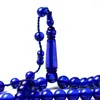 Strand Blue Tasbih Islam Rosary muzułmanin eid darem 33 Koraliki modlitewne Misbaha Saudyjska biżuteria modowa 10 mm okrągła tesbih sibha