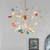 Pendant Lamps Nordic Luxury Golden Iron Branches Pipe Erected Firefly Style Chandelier With Colored Agate Shade G4 LED Lights Living Room