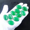 Kolye Kolyeleri Yeşil Yeşim Taş Oval Gümüş Kaplama Musluk Reiki Çakra Tılsım Kadın Erkek Takı Toptan 10 PCS TN3686