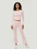 Calças femininas Mulheres Flare Pijama Set 2 Piece Outfits Primavera Casual Manga Longa Camisa Terno Lounge Define Pijamas