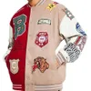 Özel Erkek Üniversitesi Sporları İşlemeli Letterman Uçuş Pilot Kış Polar Patchwork Kolej Beyzbol Ceketi 96