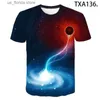 メンズTシャツ2020サマーギャラクシーTシャツTシャツThis Men Children Universe Space TシャツCool Planet T 3D Print T Boy Girl Kids Strtwear Tops Y240321