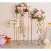 Vases 10 pièces de pièce maîtresse de table de mariage en or de 23,6 pouces de haut - support de fleurs géométrique