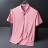 Sommer-Kurzarm-T-Shirt für Herren, Polo-Ausschnitt, Eisseide, POLO-Shirt für Herren, dünn, bügelfrei, spurloses Business-Hemd, T-Shirt-Oberteil