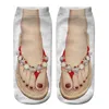 Mulheres meias engraçado 3d impresso flip flops chinelos sandálias crânio sapato padrão verão bonito kawaii baixo curto macio tornozelo praia chão