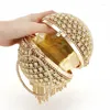 Shoulder Bags Crystal Diamond Tassels Round Ball Clutch Handbag Women Wedding Bridal Party Rhinestone Purse Circle Top Handle Bag Box