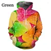 Hoodies للرجال 2024 الموضة ثلاثية الأبعاد طباعة الحلوى كيس خفيفة كيس السكر من البلوزات غير الرسمية