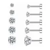 60pcs cristal CZ gemme oreille boucle d'oreille ronde Zircon pour hommes et femmes gothique Street Pop oreille bijoux en acier inoxydable 3mm 4mm 5mm 240306