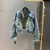 Damesjassen 2024 Herfst Kleine Geurige Stijl Denim Korte Jas Ontwerp Sense Niche Losse Lange Mouwen Top