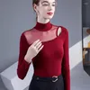 Abbigliamento da palco Top da allenamento per danza latina scavato primaverile per camicia da allenamento sexy slim fit da donna