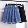 150Kg grande taille femmes cinq points Denim Shorts hanche 150 été taille haute ample jambe large pantalon bleu noir 5XL 6XL 7XL 8XL 9XL 240315