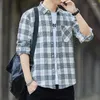 Camisas casuais masculinas moda masculina camisa xadrez de manga comprida slim fit tendência solta roupas plus size 4xl