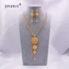 Ensembles de bijoux 24K éthiopien or Arabia collier pendentif boucle d'oreille pour femmes indien dubaï fête de mariage africaine cadeaux de mariée ensemble 2106201w