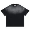 Tee män kvinnor t-shirt hög kvalitet kort ärm tshirts gradient svart grå 24ss
