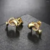 Orecchini a bottone Simpatico delfino per le donne Kawaii Colore oro Cuore Cubic Zirconia Cartilagine Accessori per l'orecchio Gioielli di moda Regali E424