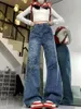 Dżinsy damskie Yiciya Y2K Style Blue KT Women Streetwear Pełna długość workowate spodnie dżinsowe proste spodnie estetyczne ubranie spodni 2024