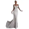 Abiti da sposa sirene arabi di lusso Dubai Cristalli scintillanti maniche lunghe in pizzo abiti da sposa da sposa Courl Train Tulle Swirt Sustined Robes de Mariee