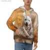 Herrtröjor tröjor män hoodie vinter casual hoodies labrador retriever hund som springer genom floden i hösten manlig pullover tröja streetwear l240315