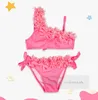 Ragazze stereo fiori applique costumi da bagno in due pezzi bikini per bambini estate spiaggia piscina costumi da bagno per bambini SPA nuoto Z7184