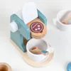 Wooden Kitchen Pretend Play Toy Simulation Coffee Machine Toaster Food Mixer Baby Early Learning Educational 240301