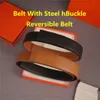 Omkeerbare riemen Designer riem met stalen HBuckle riem voor mannen en vrouwen Rundleer Mode tailleband Inclusief tas Box2771