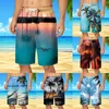 Pantaloncini da uomo Pantaloni da spiaggia a vita elasticizzata stampati in 3D digitali estivi al ginocchio