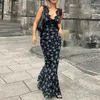 Vestidos casuais praia estilo boho floral impressão vestido chique mulheres vintage backless lace guarnição v pescoço longo sexy clube festa noite roupas