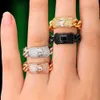 Cluster Rings Godki Bold Stackable Ring Luxury Chunky Chain Rings for Women Wedding Cubic Zircon Bridal Engagement Wedding Dubai Finger Rings L240315