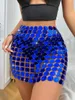 Saias sexy ver através de metal lantejoulas mini saia mulheres 2024 verão micro clube praia festa y2k streetwear womens rave outfit